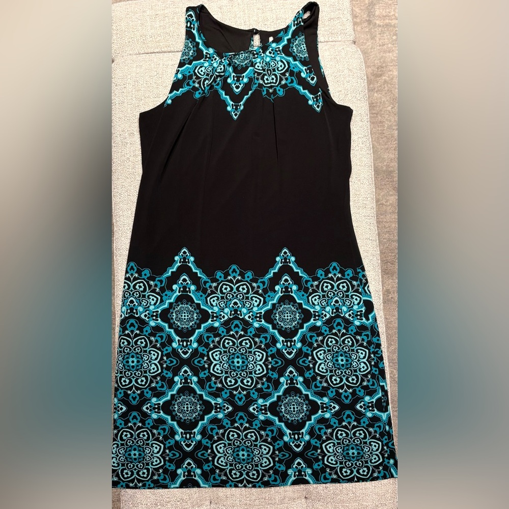 Black Dress with Turquoise Medallion Border
